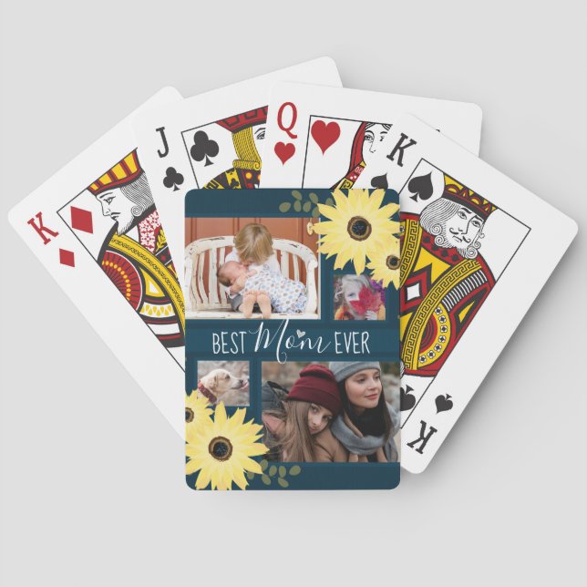 Jeu De Cartes Meilleure maman Jamais Photo Collage Floral (dos)