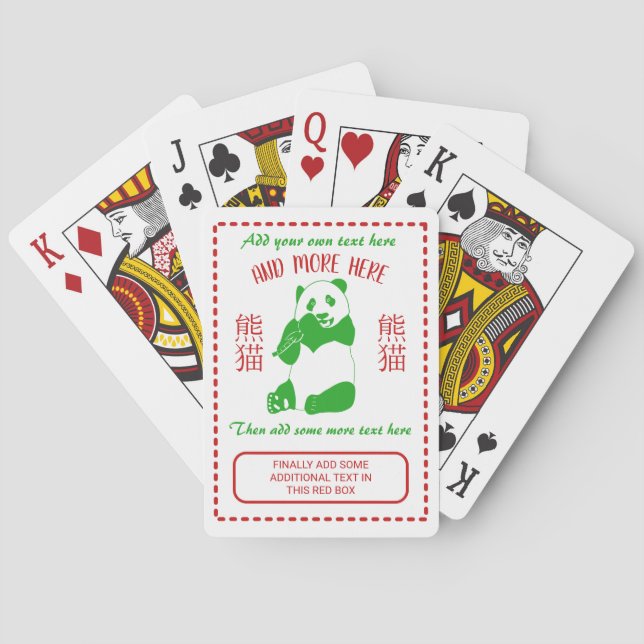 Jeu De Cartes Menu Takeout du restaurant chinois Texte personnal (dos)