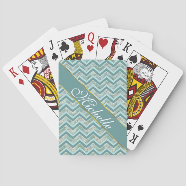 Jeu De Cartes Mère de Pearl Turquoise ZigZag (dos)
