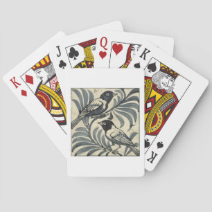 Jeu De Cartes Merles bleus (aquarelle sur papier)
