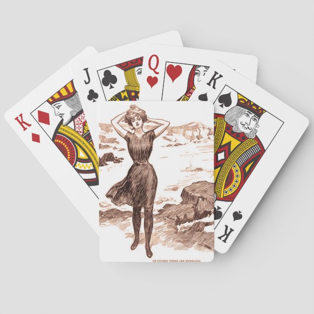 Jeu De Cartes Mermaid Beach Gibson Girl Victorian Antique (dos)