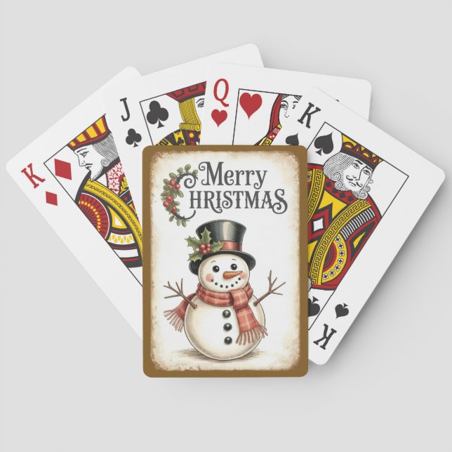 Jeu De Cartes Merry Christmas Snowman Poker Playing Cards (dos)