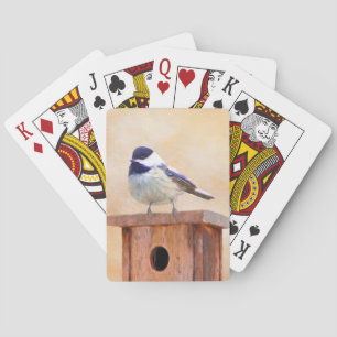 Jeu De Cartes Mésange sur la peinture de maison d'oiseau Art d'o