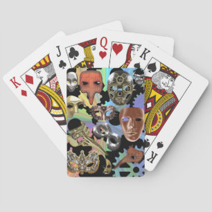 Jeu De Cartes métal or argent mascarade vapeur masques