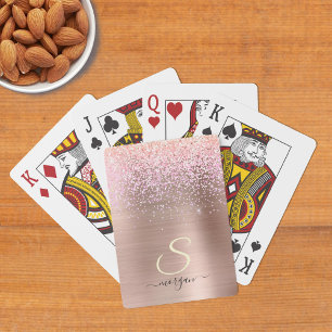 Jeu De Cartes Métal or rose, Parties scintillant, nom du script