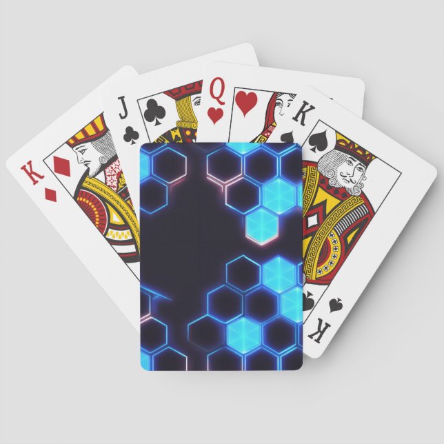 Jeu De Cartes Métissage Holographique Cyberpunk Carreaux Hexagon (dos)