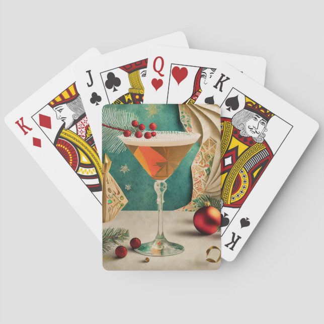 Jeu De Cartes Mi-Siècle Cocktail de Noël Fête Happy Hour (dos)