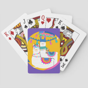 Jeu De Cartes Mignon lunatique coloré jaune bleu pourpre de lama
