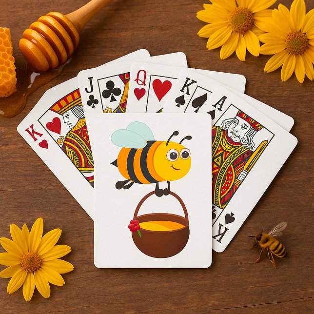 Jeu De Cartes Mignonne Bee transportant un pot de miel avec fleu (Créateur téléchargé)