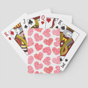 Jeu De Cartes Mignonne Rouge Doodled Heart Valentine's Day Motif