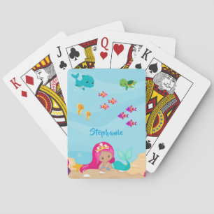 Jeu De Cartes Mignonne sirène fille personnalisée sous la mer