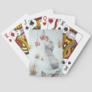 Jeu De Cartes Mignonne souris et des baies rouges scène de neige