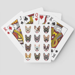 Jeu De Cartes Mignons Bulldogs français portant des lunettes