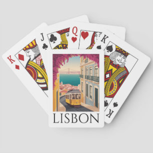 Jeu De Cartes Minimal Lisbonne Portugal Art de Voyage Rétro
