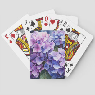 Jeu De Cartes Minuit Jardin Violet Hydrangea Aquarelle