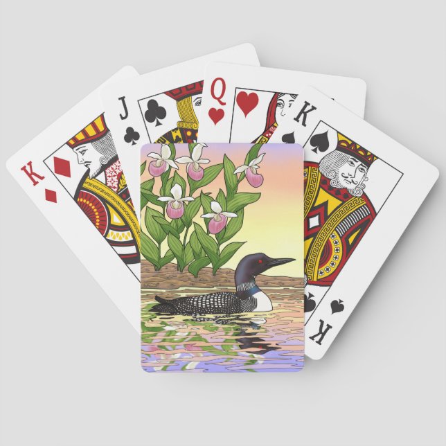 Jeu De Cartes MN State Bird Flower Loon Lady Slipper (dos)