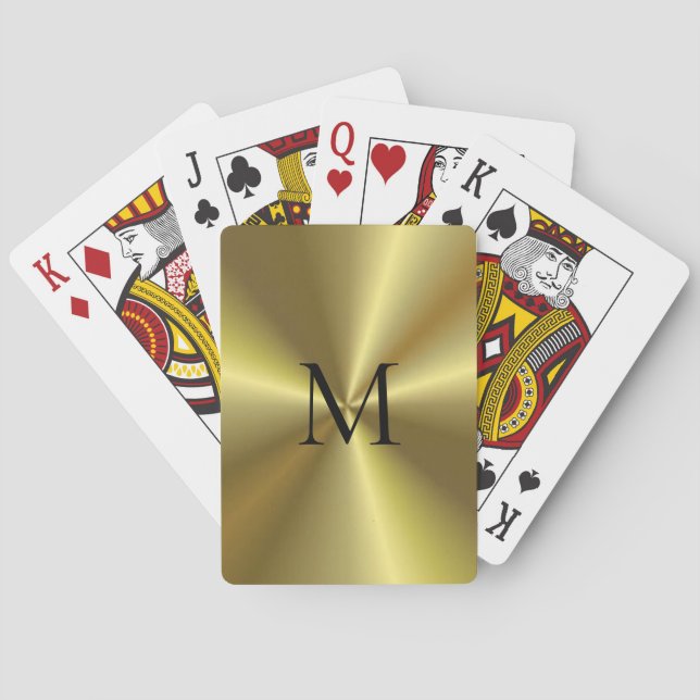Jeu De Cartes Modèle d'apparence métal or Monogramme (dos)