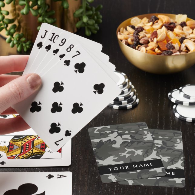 Jeu De Cartes Modèle de camouflage gris, Votre nom, Personnalise (In Situ)