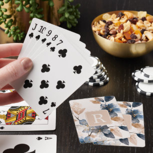 Jeu De Cartes Modèle de monogramme de jolie fleur personnalisé