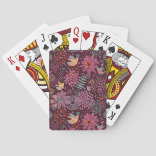 Jeu De Cartes Modèle floral Abstrait avec oiseaux