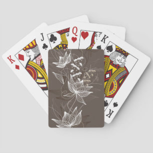 Jeu De Cartes Modèle floral Brown foncé