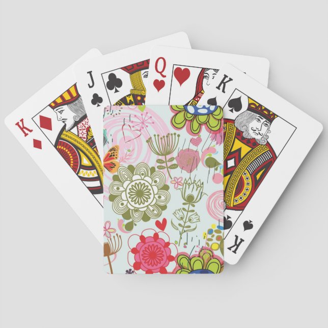 Jeu De Cartes Modèle floral dans style rétro 2 (dos)