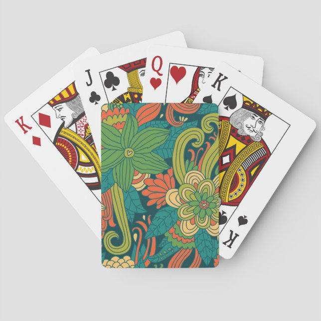 Jeu De Cartes Modèle floral d'été (dos)