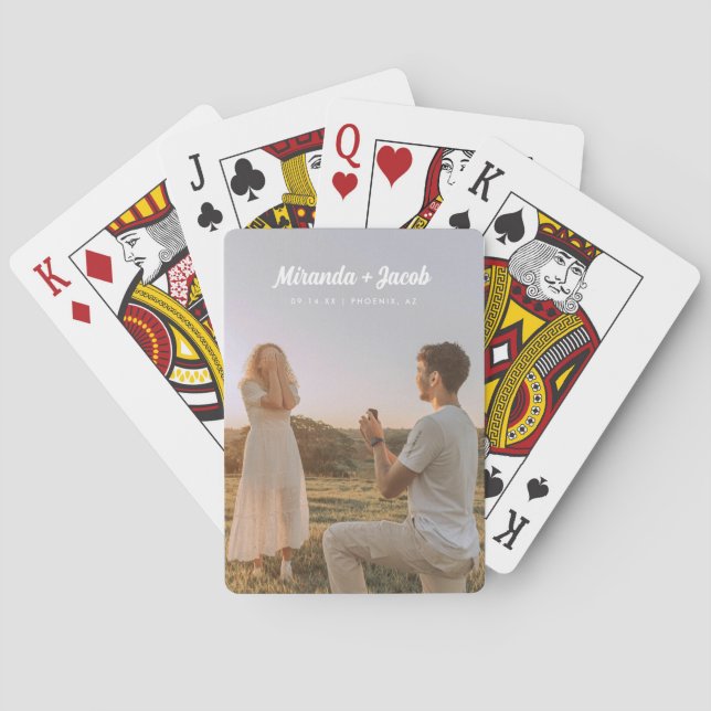 Jeu De Cartes Modern Custom Names Engagement Photo (dos)