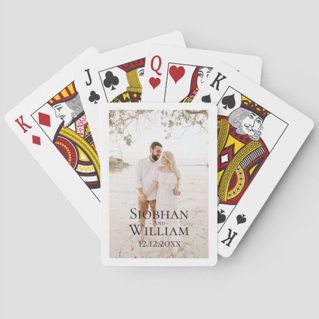 Jeu De Cartes Modern Enregistrer La Date Photo Personnalisée (dos)