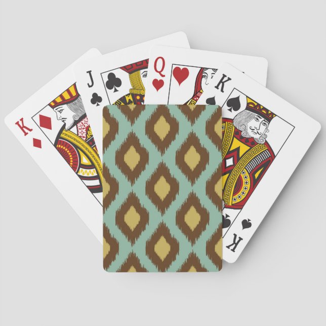 Jeu De Cartes Moderne jaune bleu d'ikat tribal moderne (dos)