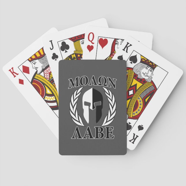Jeu De Cartes Molon Labe Casque spartiate Laurels Charbon (dos)
