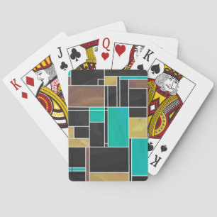 Jeu De Cartes Mondrian Teal Brown Black Print
