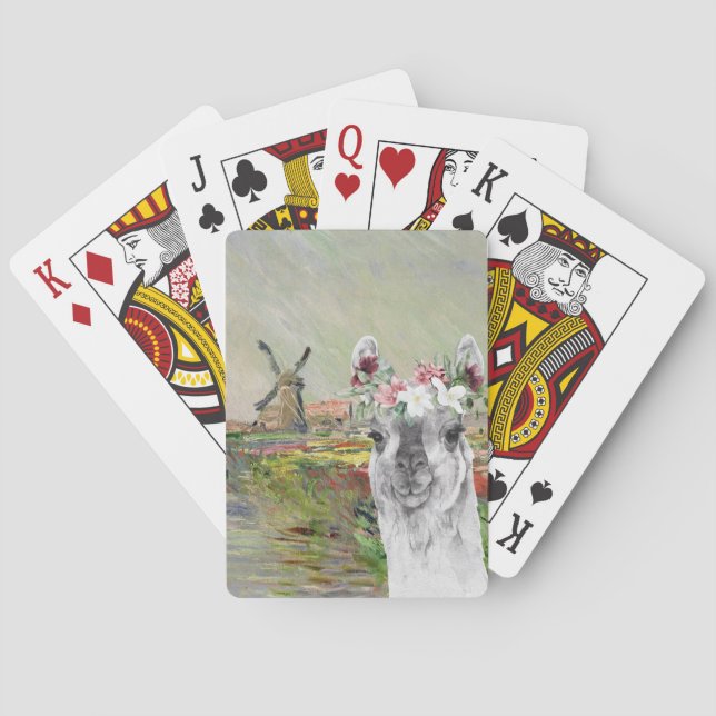Jeu De Cartes Monet Champ Tulipes et Fancy Llama (dos)