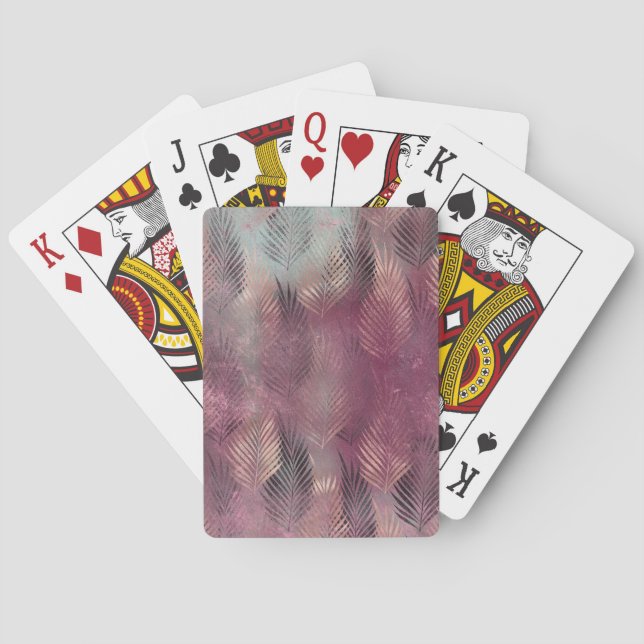 Jeu De Cartes Monnaie rose Abstraits Feuilles tropicaux (dos)