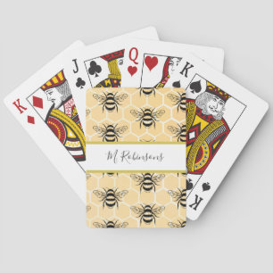 Jeu De Cartes Monogram Bee Honeycomb Miel abeille 