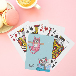 Jeu De Cartes Monogram Funny Whimsical Chats tendance moderne