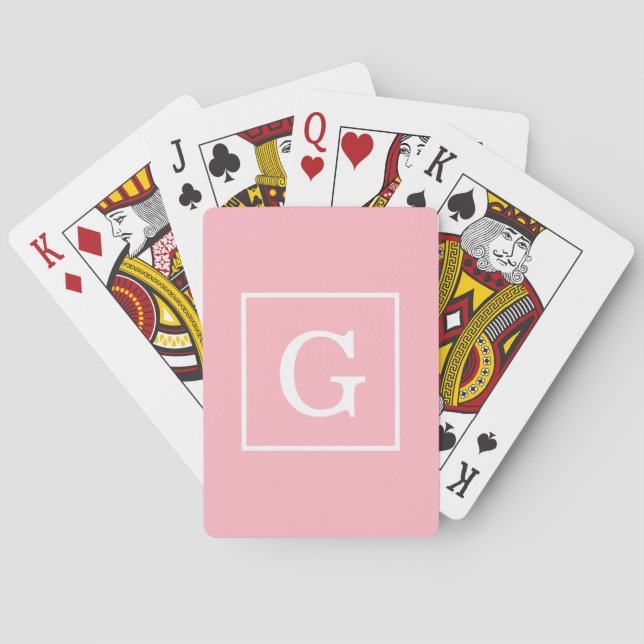 Jeu De Cartes Monograme de Pink White Framed Initial (dos)