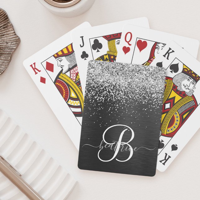 Jeu De Cartes Monogramme à étincelle noire à Parties scintillant (Créateur téléchargé)