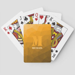 Jeu De Cartes Monogramme à motif de maille géométrique orange