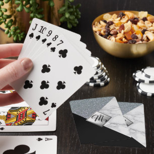 Jeu De Cartes Monogramme Abstrait Parties scintillant d'argent e