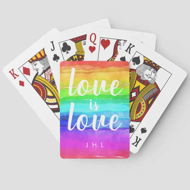 Jeu De Cartes Monogramme arc-en-ciel gay pride aquarelle (dos)