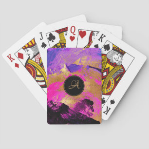 Jeu De Cartes Monogramme artistique abstrait élégant de fille