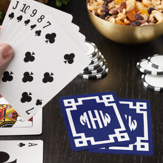 Jeu De Cartes Monogramme blanc bleu marine do-it-yourself clé gr