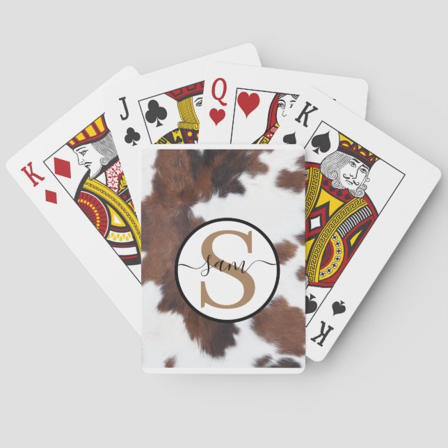 Jeu De Cartes Monogramme blanc Brown de la vache (dos)
