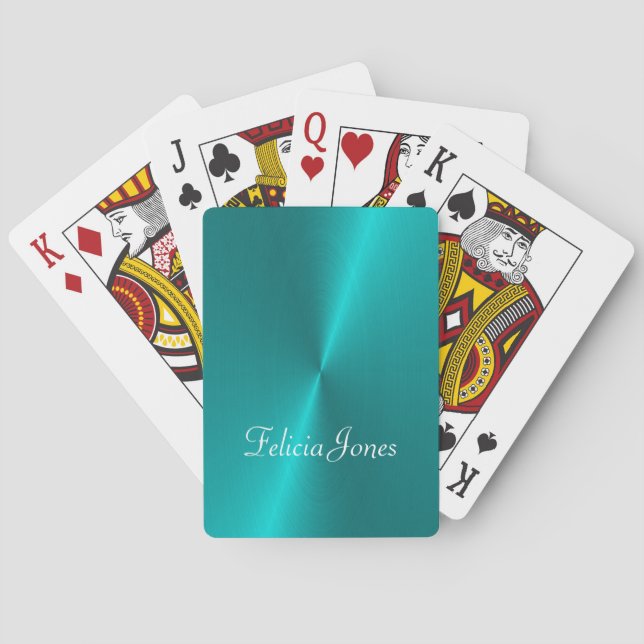Jeu De Cartes Monogramme bleu brillant en faux métal (dos)