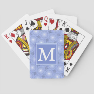 Jeu De Cartes Monogramme bleu cercles motif