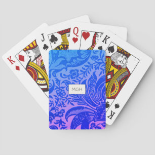 Jeu De Cartes Monogramme botanique bleu