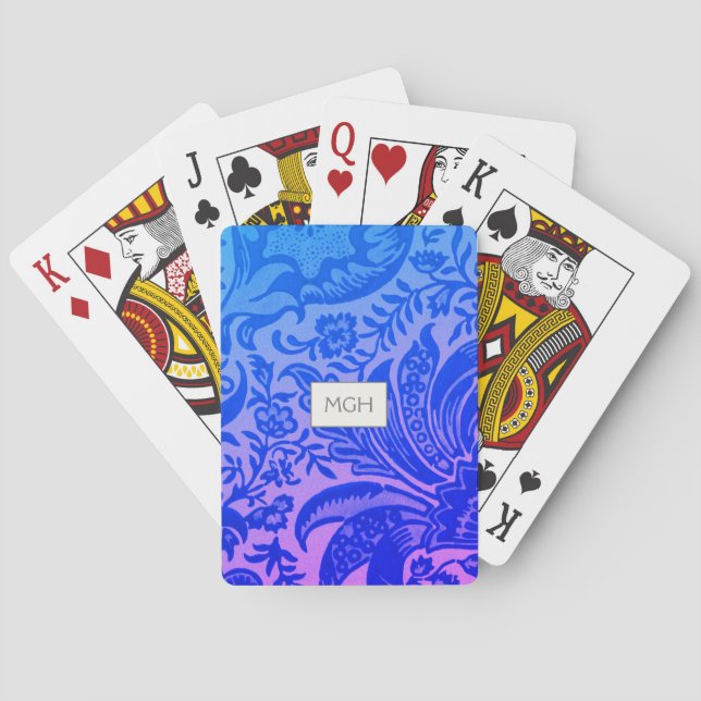 Jeu De Cartes Monogramme botanique bleu (dos)