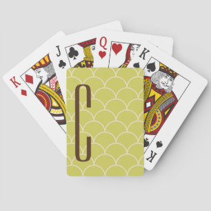 Jeu De Cartes Monogramme Brown sur Motif vert rétro