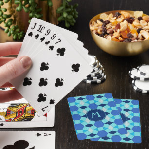 Jeu De Cartes Monogramme carreaux bleu foncé